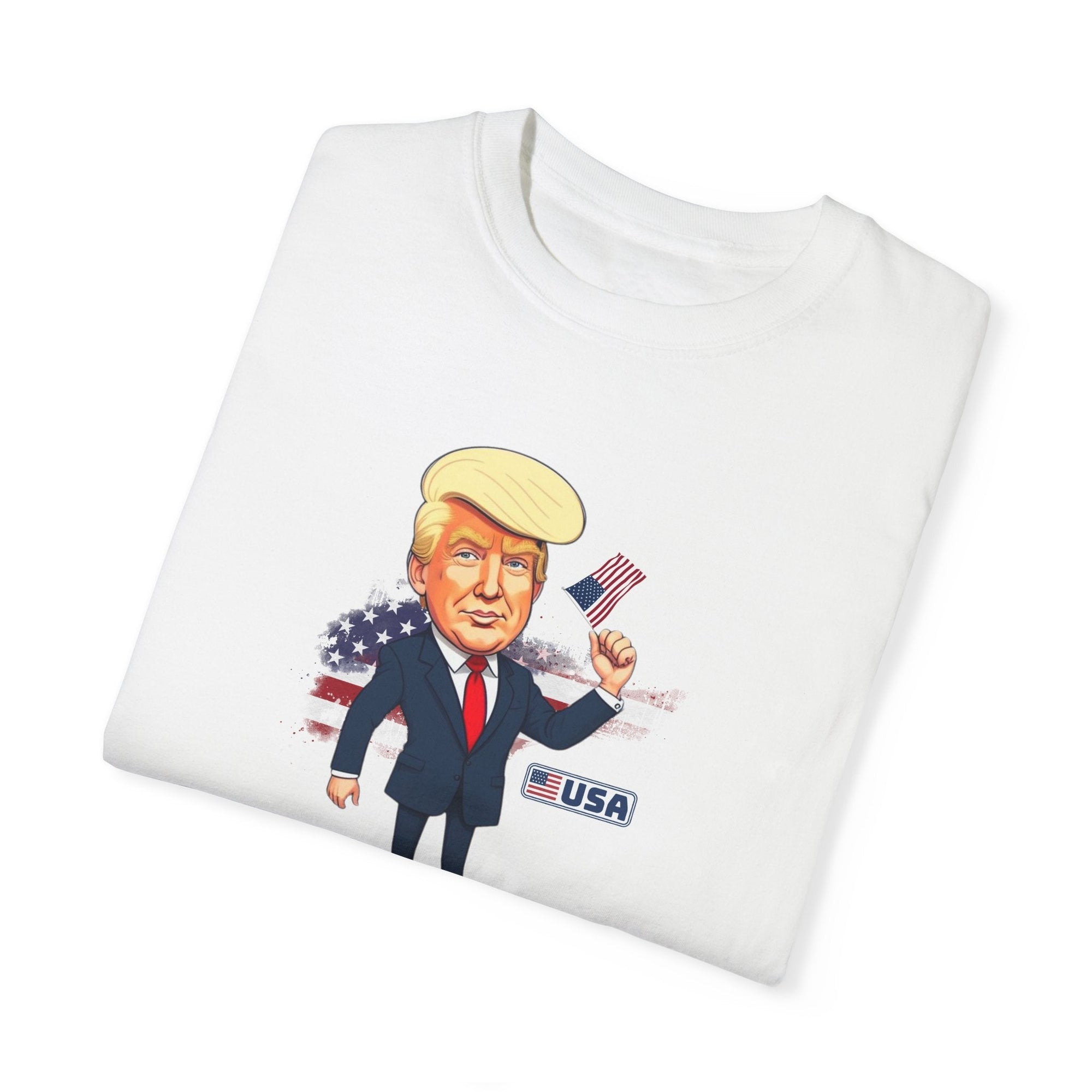 Patriotic Cartoon T-Shirt - Unisex Garment - Dyed Tee with Trump Design - Clothing, T-shirts - EpiAl's Shop