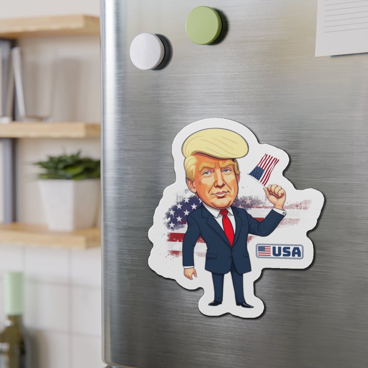 Patriotic Die - Cut Magnet - Trump with USA Flag Design - Decor, Kitchen, Magnets - EpiAl's Shop