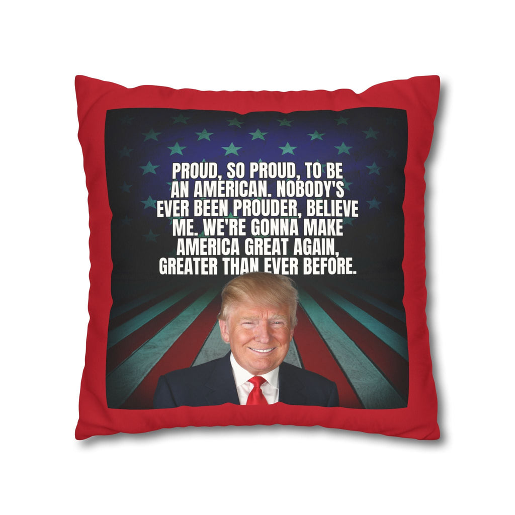 Patriotic Faux Suede Square Pillowcase - 'Proud to be an American' - Decor, Home, Pillows - EpiAl's Shop