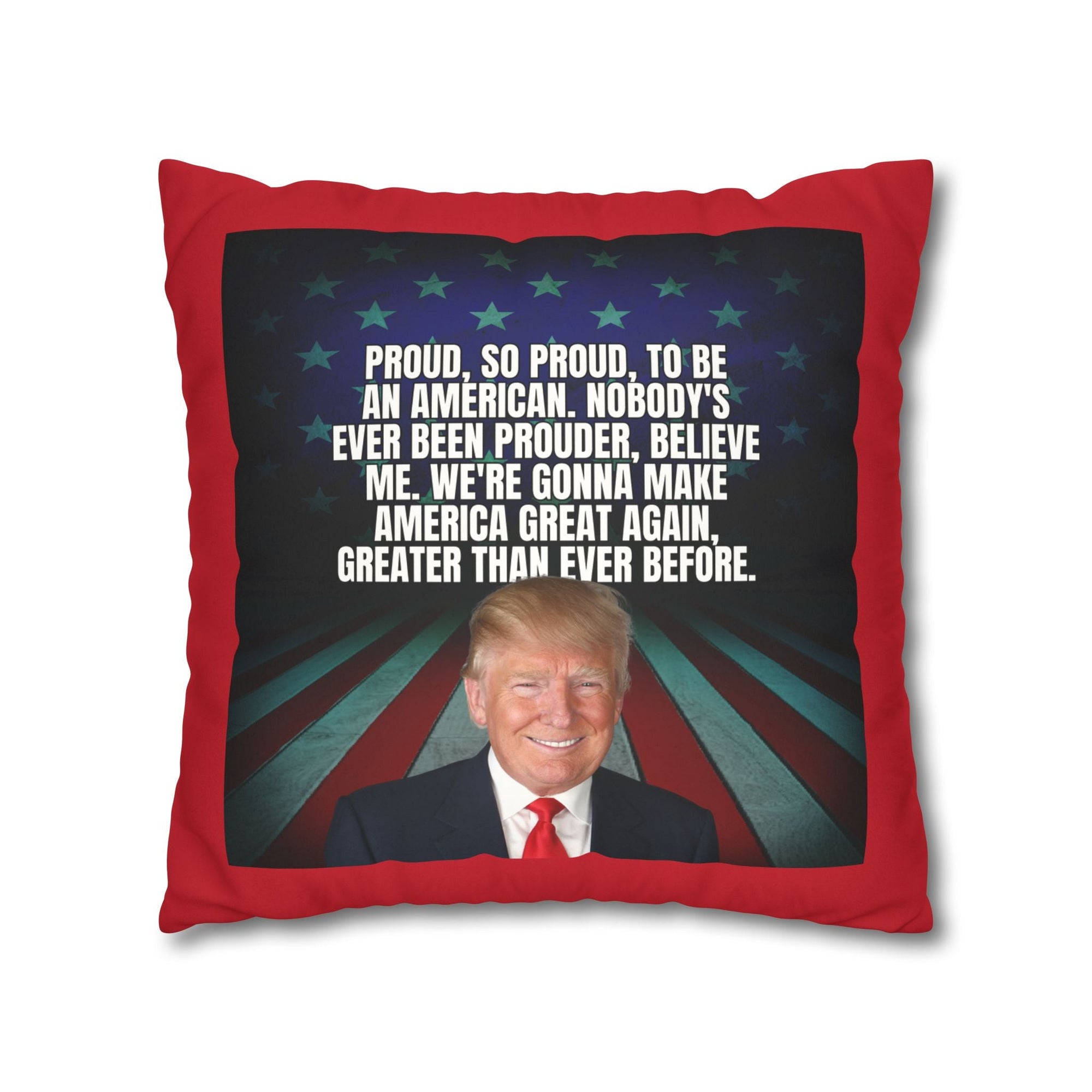 Patriotic Faux Suede Square Pillowcase - 'Proud to be an American' - Decor, Home, Pillows - EpiAl's Shop