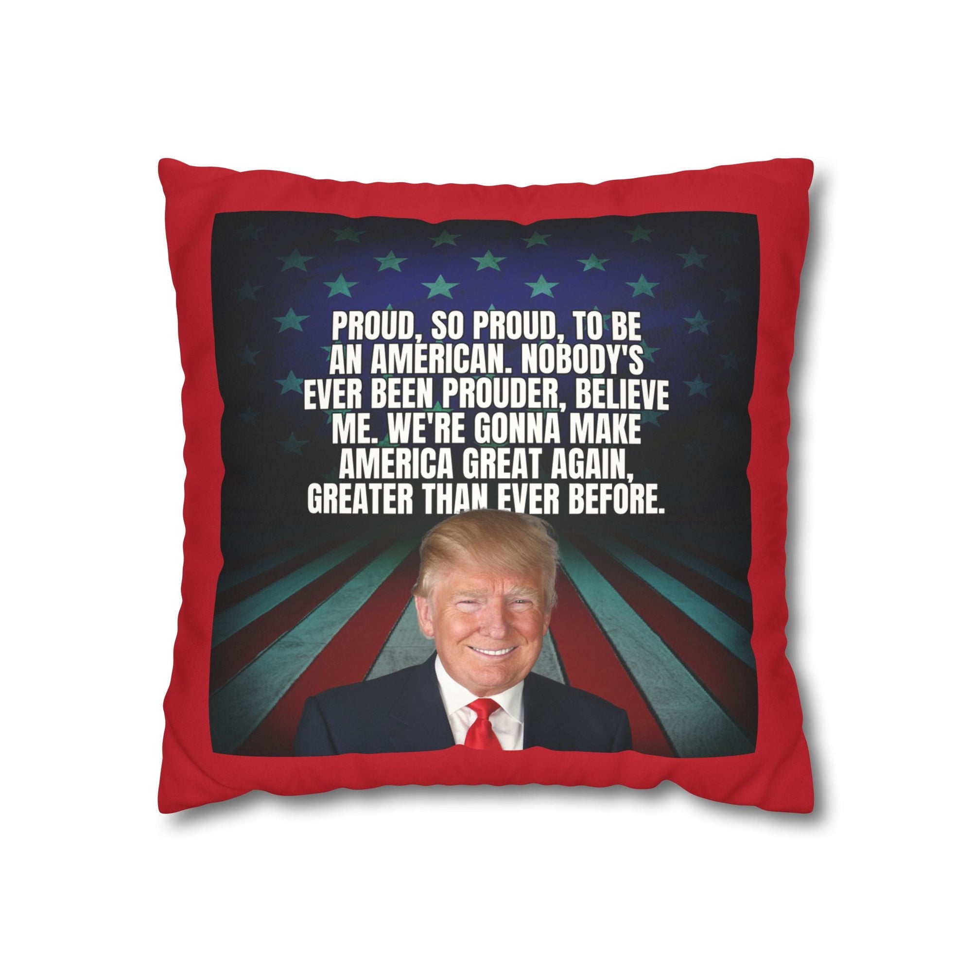 Patriotic Faux Suede Square Pillowcase - 'Proud to be an American' - Decor, Home, Pillows - EpiAl's Shop