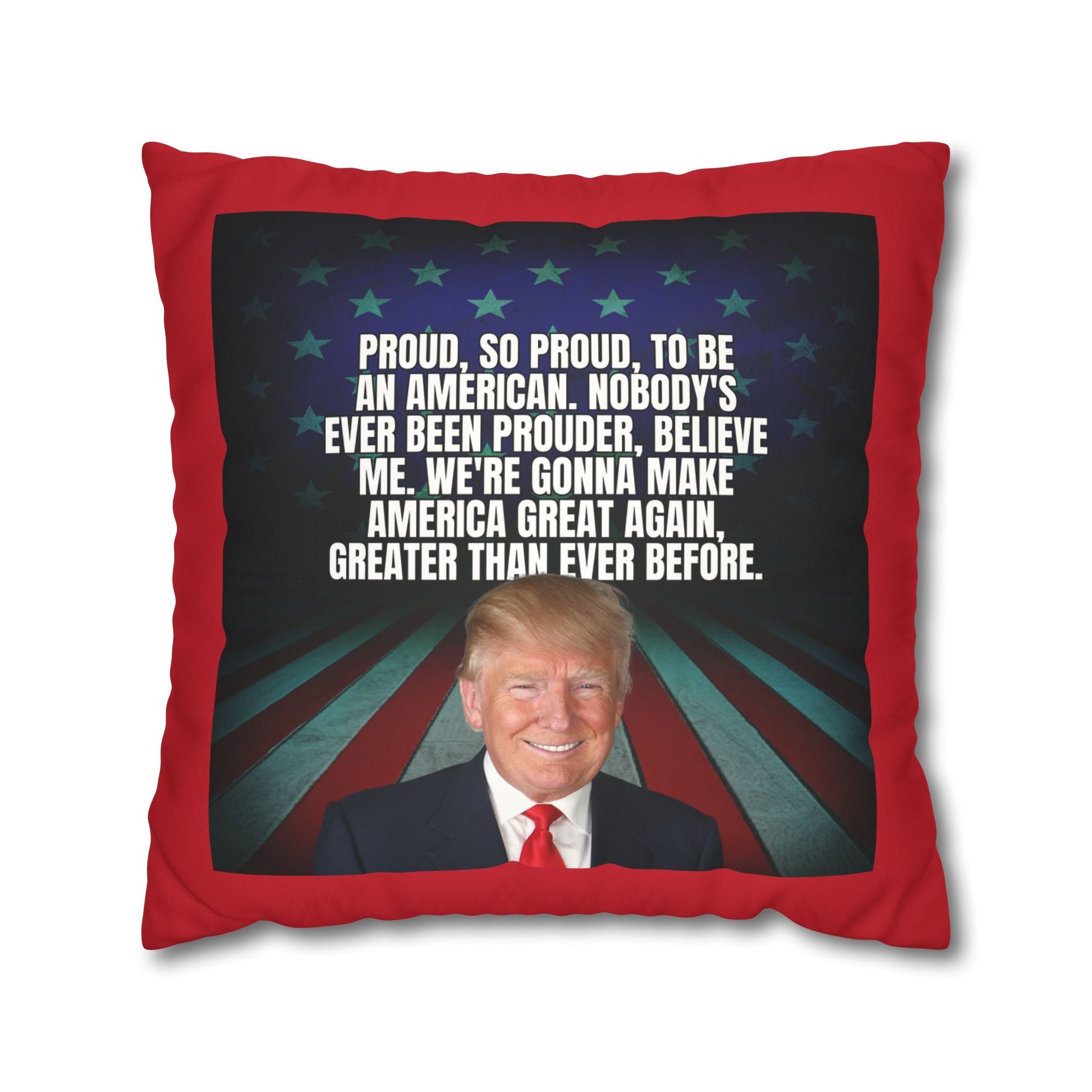 Patriotic Faux Suede Square Pillowcase - 'Proud to be an American' - Decor, Home, Pillows - EpiAl's Shop