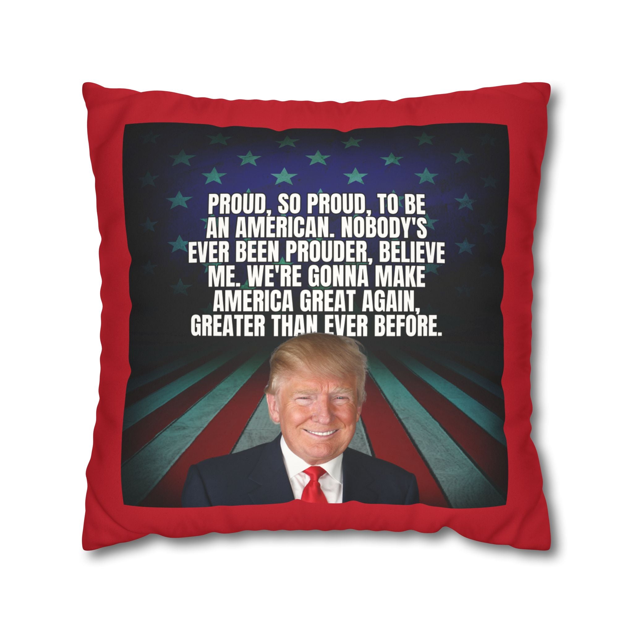 Patriotic Faux Suede Square Pillowcase - 'Proud to be an American' - Decor, Home, Pillows - EpiAl's Shop