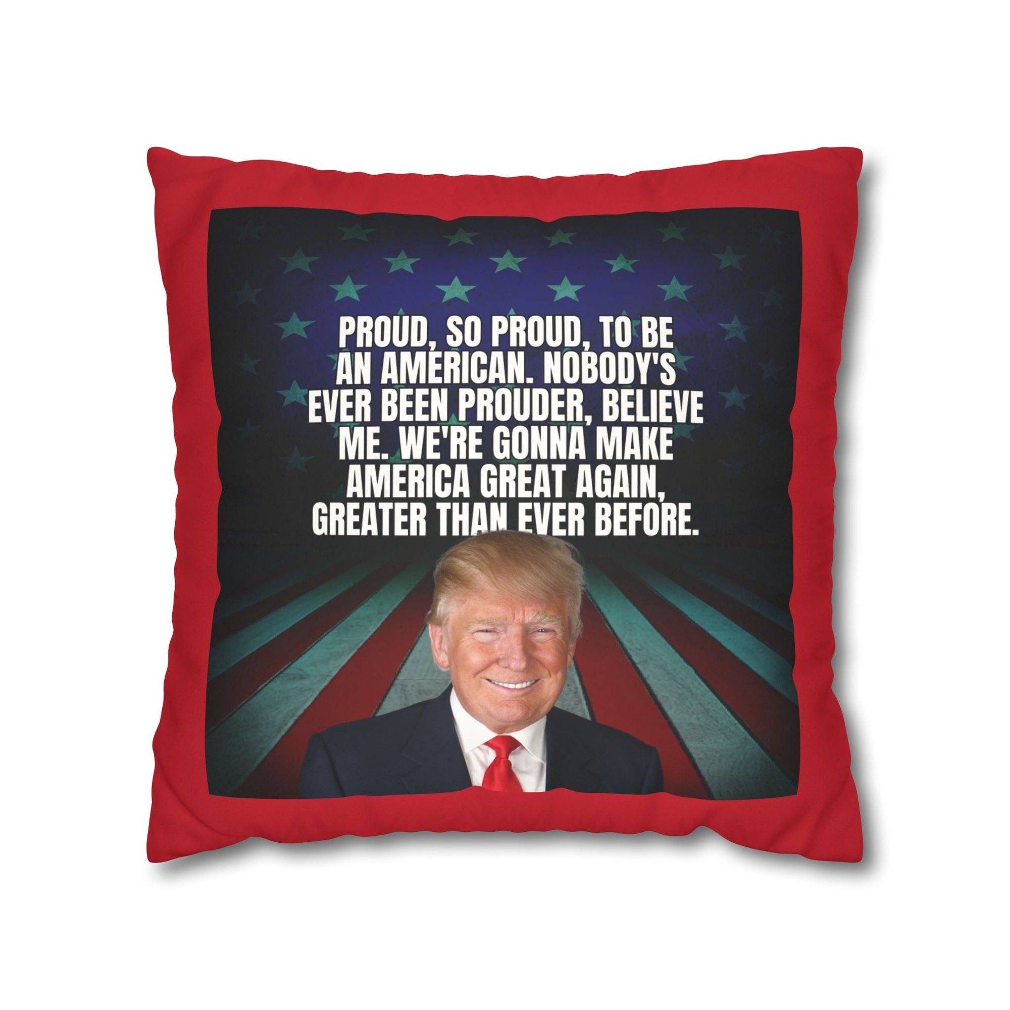 Patriotic Faux Suede Square Pillowcase - 'Proud to be an American' - Decor, Home, Pillows - EpiAl's Shop