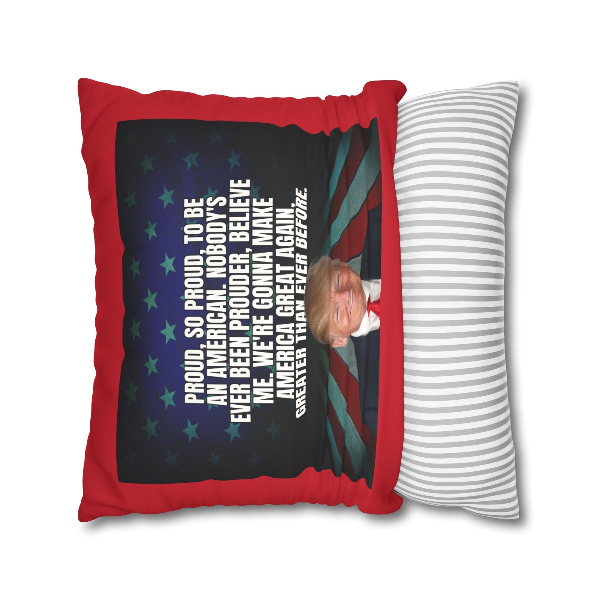 Patriotic Faux Suede Square Pillowcase - 'Proud to be an American' - Decor, Home, Pillows - EpiAl's Shop