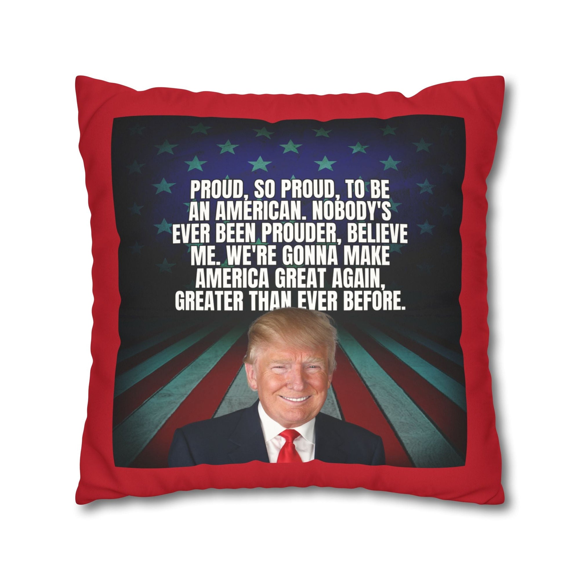 Patriotic Faux Suede Square Pillowcase - 'Proud to be an American' - Decor, Home, Pillows - EpiAl's Shop