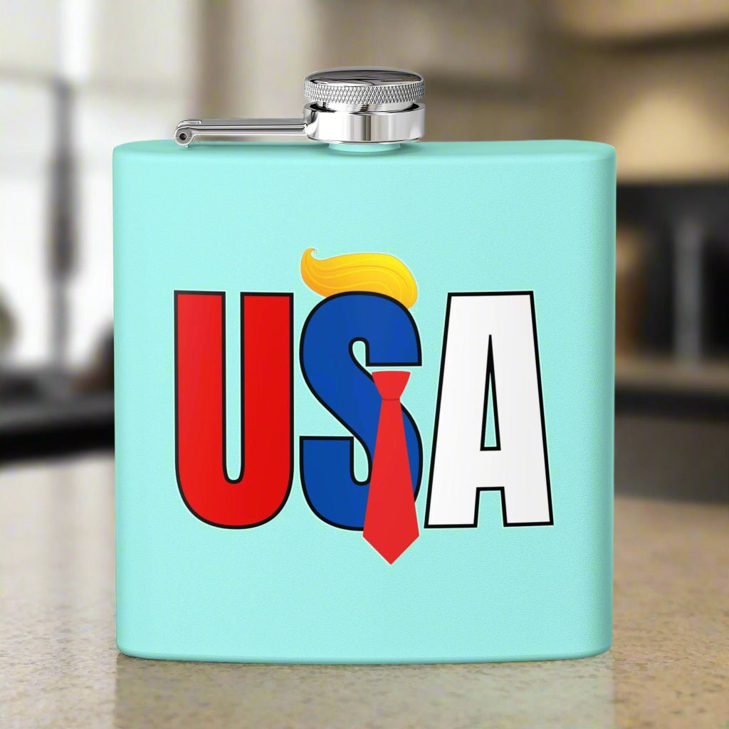 Patriotic Stainless Steel Flask - 6oz USA Design - Drinkware, Flasks - EpiAl's Shop