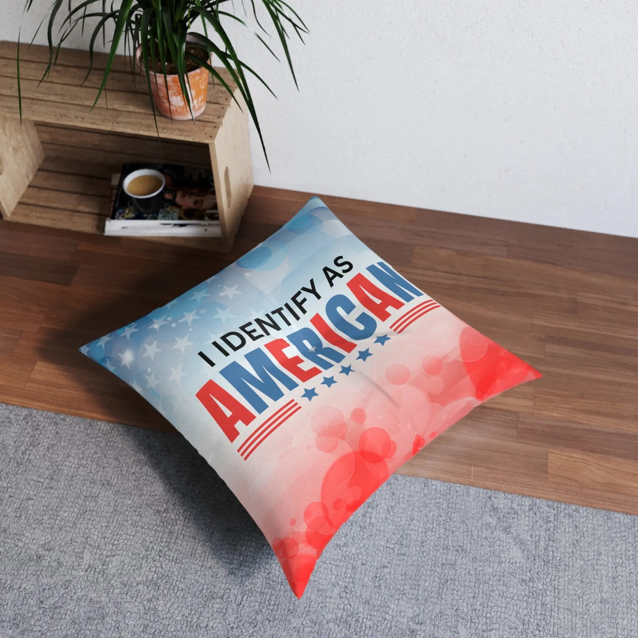 Patriotic Tufted Floor Pillow - I Identify as American - Decor, Home, Pillows - EpiAl's Shop