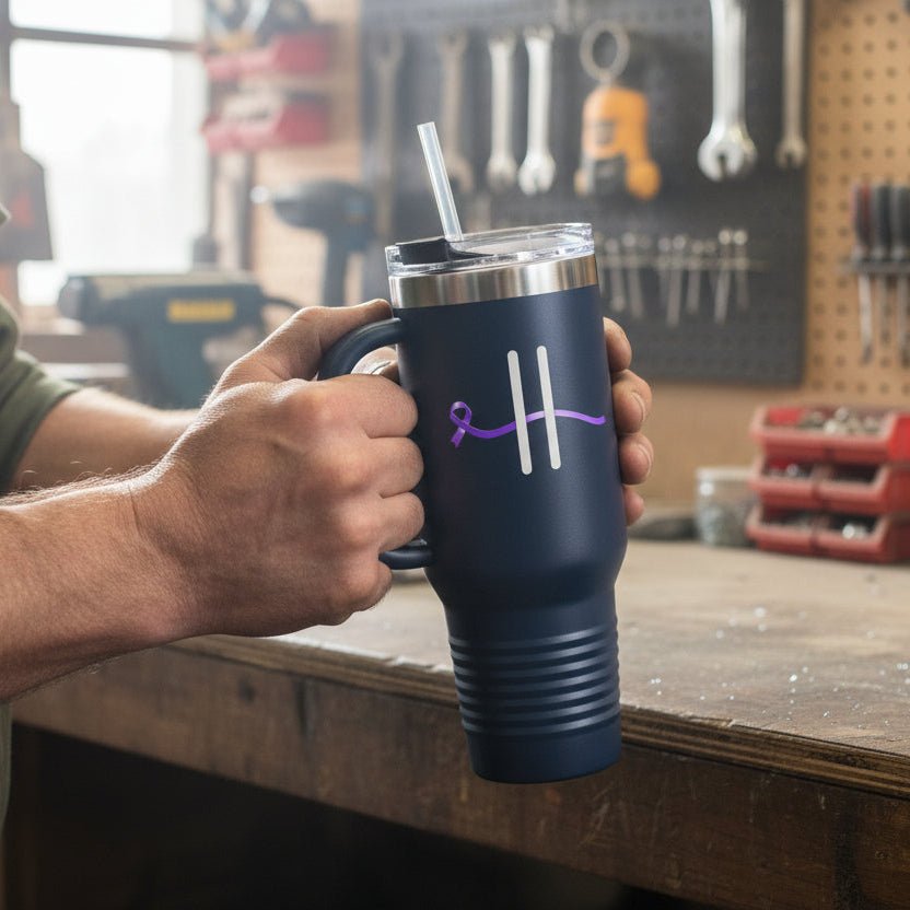 Pause | 40oz Insulated Travel Mug – Subtle Epilepsy Awareness - Drinkware, Tumblers & Travel Mugs - EpiAl's Shop