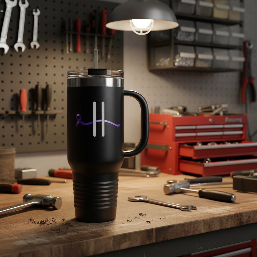 Pause | 40oz Insulated Travel Mug – Subtle Epilepsy Awareness - Drinkware, Tumblers & Travel Mugs - EpiAl's Shop