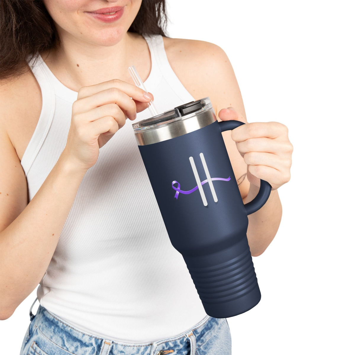 Pause | 40oz Insulated Travel Mug – Subtle Epilepsy Awareness - Drinkware, Tumblers & Travel Mugs - EpiAl's Shop