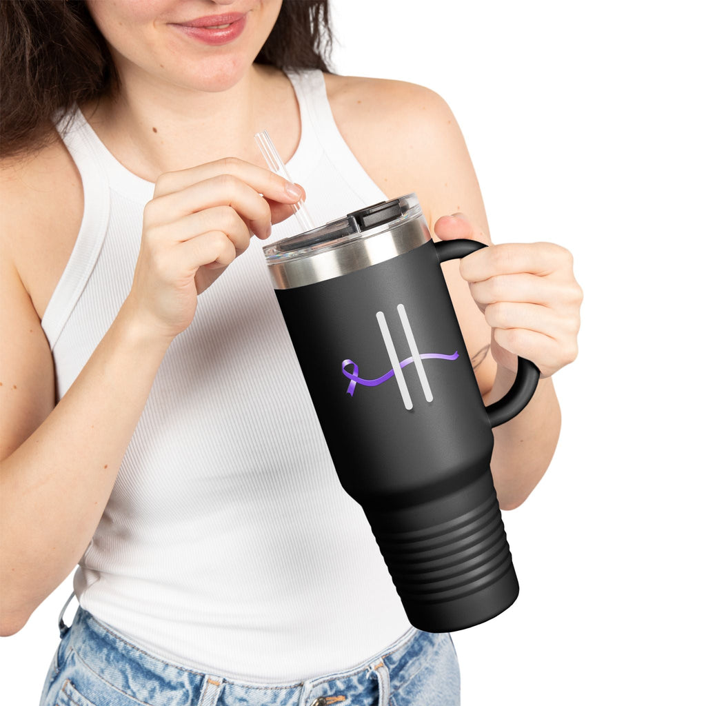 Pause | 40oz Insulated Travel Mug – Subtle Epilepsy Awareness - Drinkware, Tumblers & Travel Mugs - EpiAl's Shop