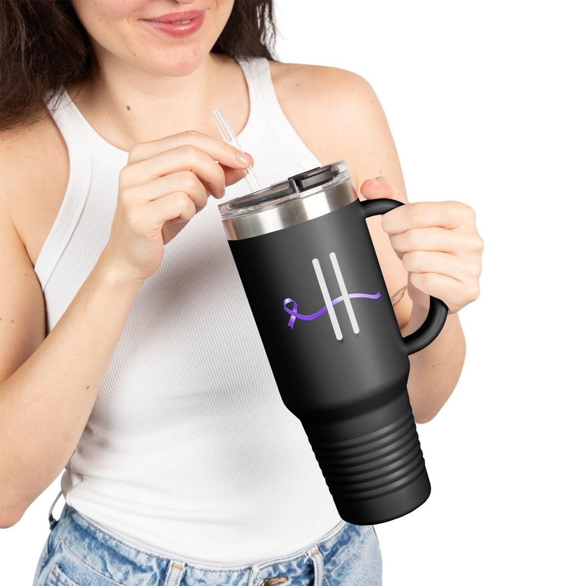 Pause | 40oz Insulated Travel Mug – Subtle Epilepsy Awareness - Drinkware, Tumblers & Travel Mugs - EpiAl's Shop
