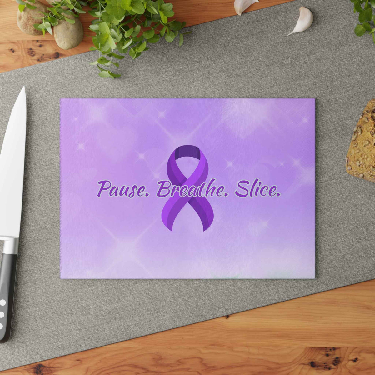 Pause. Breathe. Slice. Glass Cutting Board — Steady Hands Edition - Boards & Trays, Cutting - EpiAl's Shop