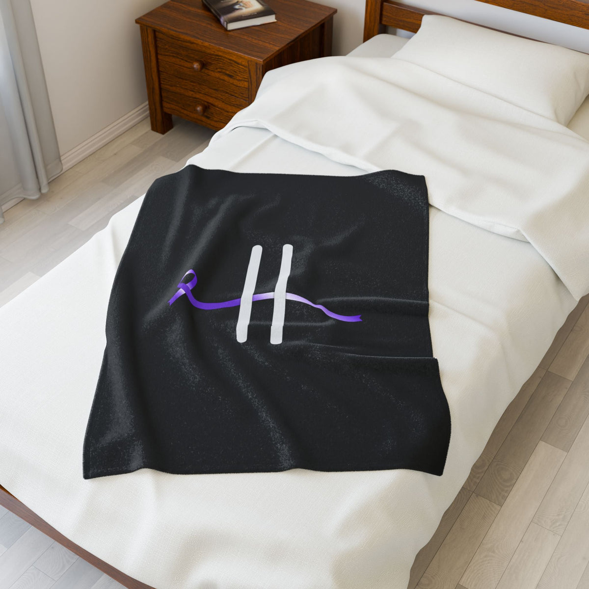 “Pause” Epilepsy Awareness Blanket – Purple Ribbon Pause Symbol - Decor, Blankets, Throw - EpiAl's Shop