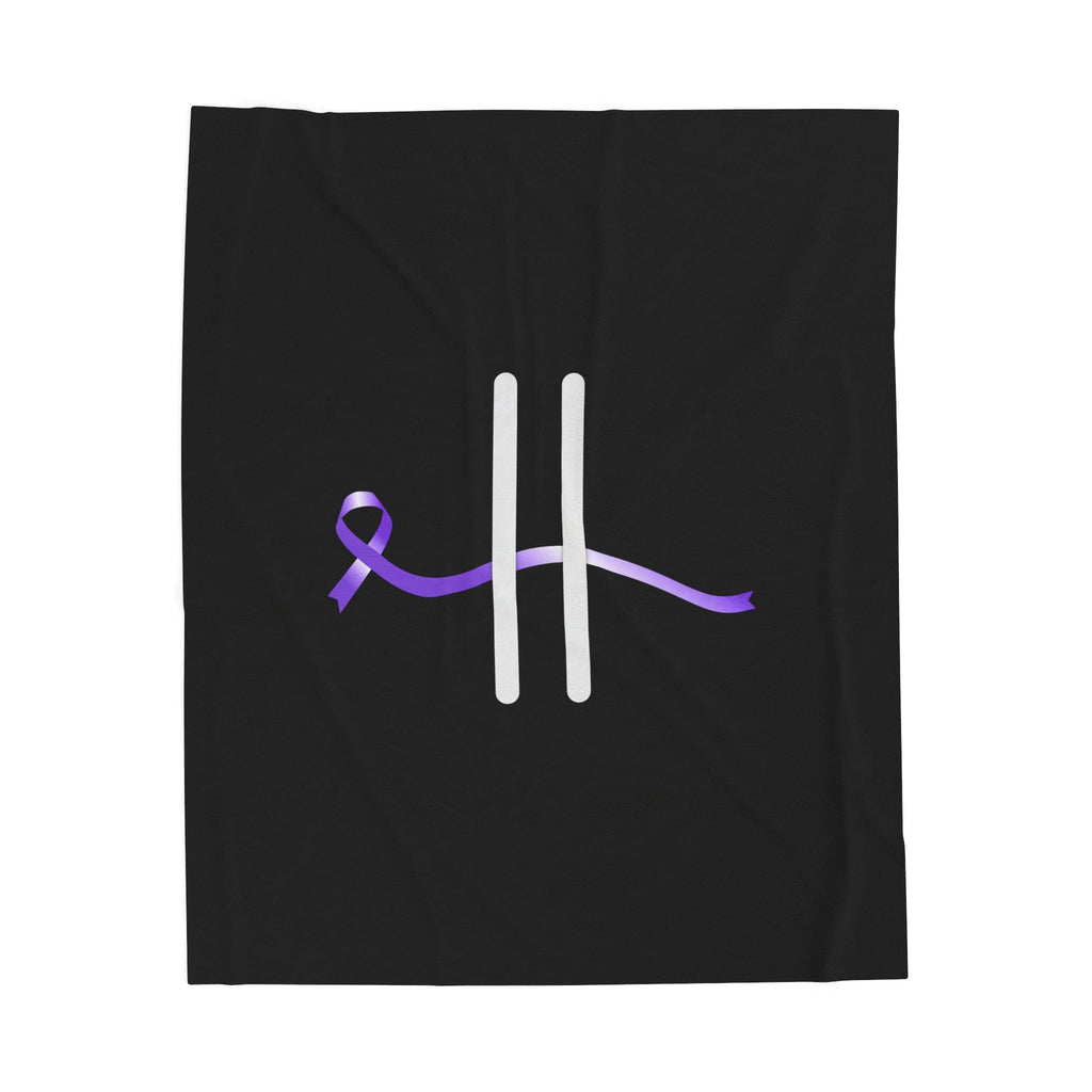 “Pause” Epilepsy Awareness Blanket – Purple Ribbon Pause Symbol - Decor, Blankets, Throw - EpiAl's Shop