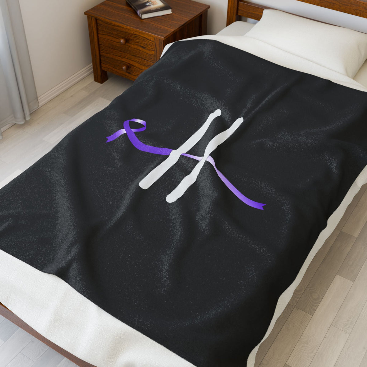 “Pause” Epilepsy Awareness Blanket – Purple Ribbon Pause Symbol - Decor, Blankets, Throw - EpiAl's Shop