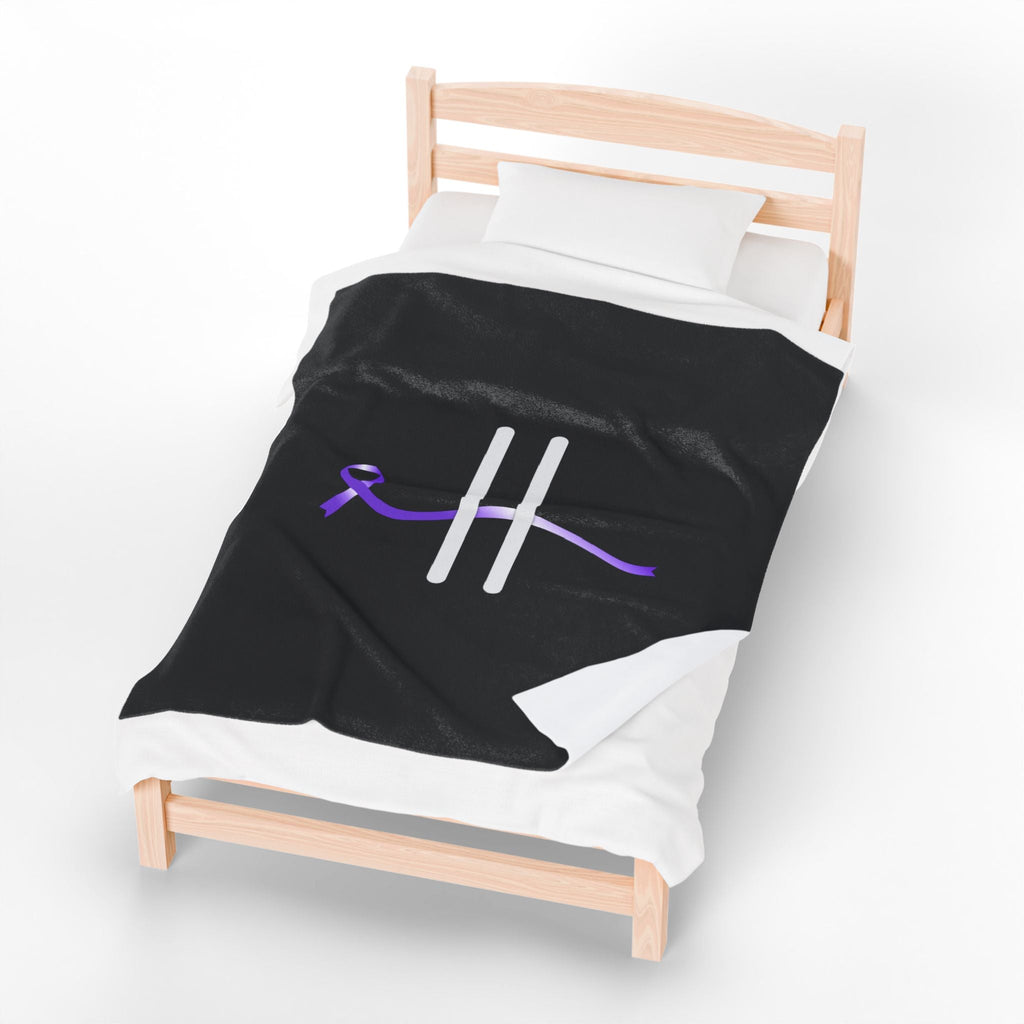 “Pause” Epilepsy Awareness Blanket – Purple Ribbon Pause Symbol - Decor, Blankets, Throw - EpiAl's Shop