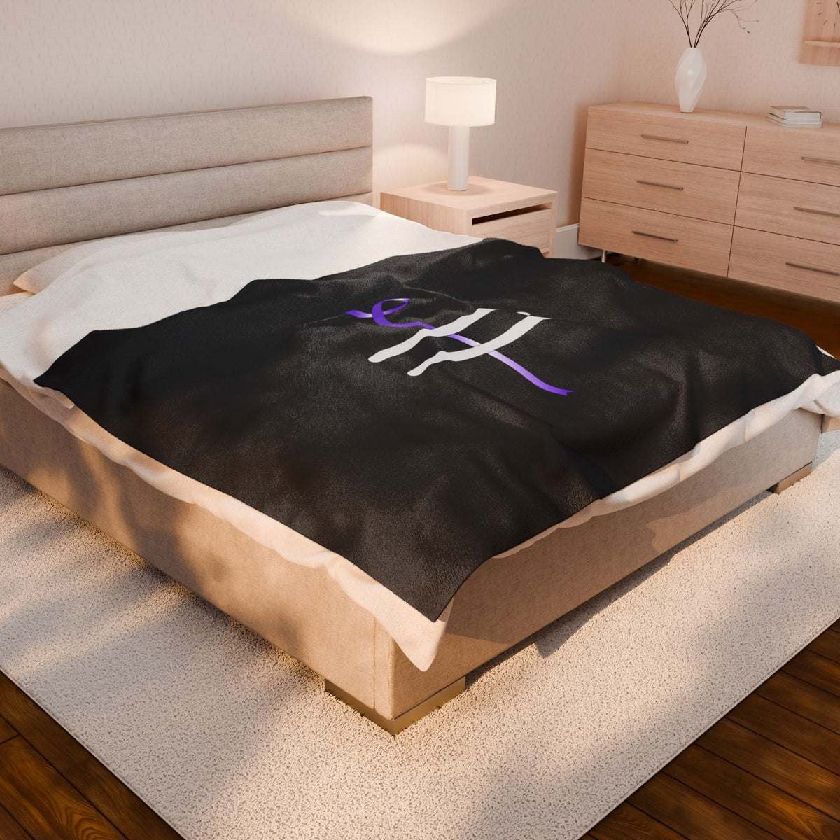 “Pause” Epilepsy Awareness Blanket – Purple Ribbon Pause Symbol - Decor, Blankets, Throw - EpiAl's Shop