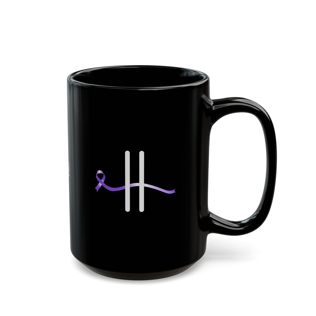 Pause for Epilepsy Awareness Purple Ribbon Black Ceramic Mug (11oz & 15oz) - Drinkware, Coffee Mugs - EpiAl's Shop
