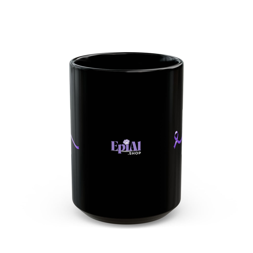 Pause for Epilepsy Awareness Purple Ribbon Black Ceramic Mug (11oz & 15oz) - Drinkware, Coffee Mugs - EpiAl's Shop