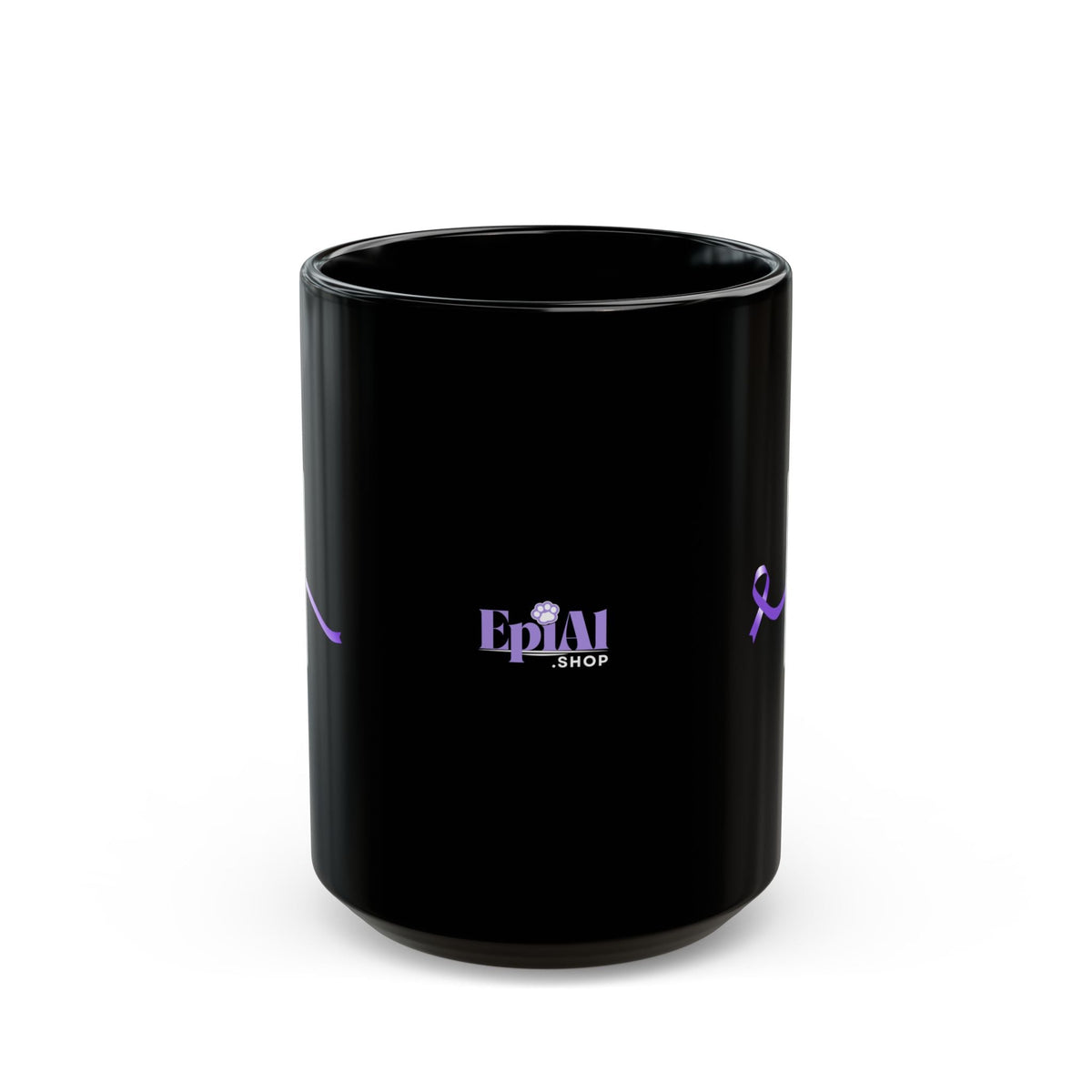 Pause for Epilepsy Awareness Purple Ribbon Black Ceramic Mug (11oz & 15oz) - Drinkware, Coffee Mugs - EpiAl's Shop