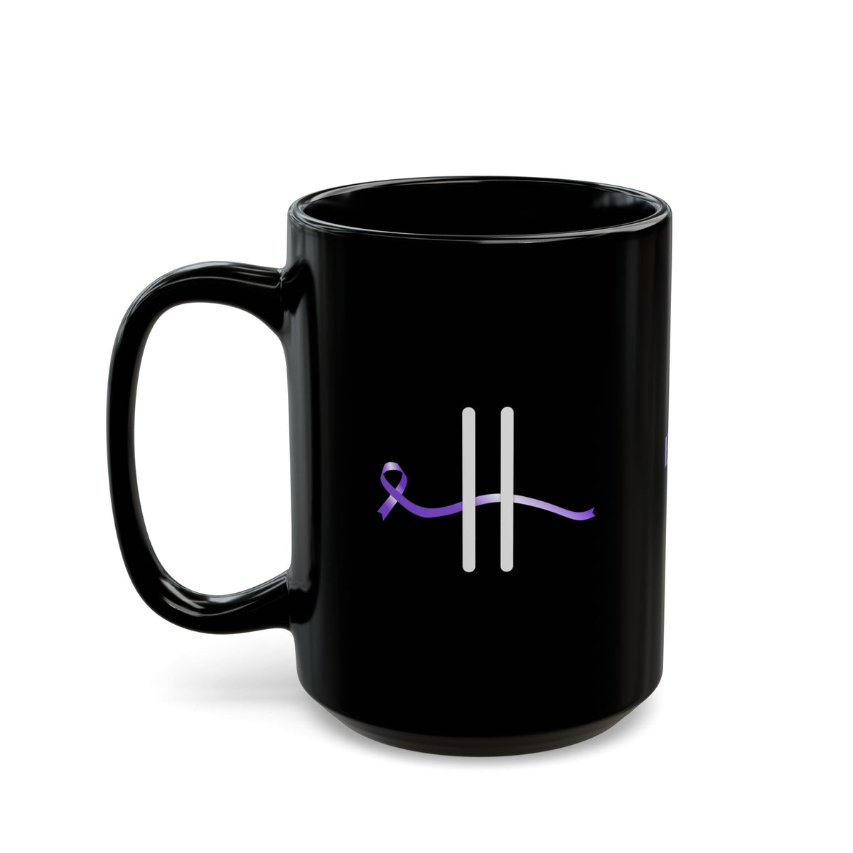 Pause for Epilepsy Awareness Purple Ribbon Black Ceramic Mug (11oz & 15oz) - Drinkware, Coffee Mugs - EpiAl's Shop