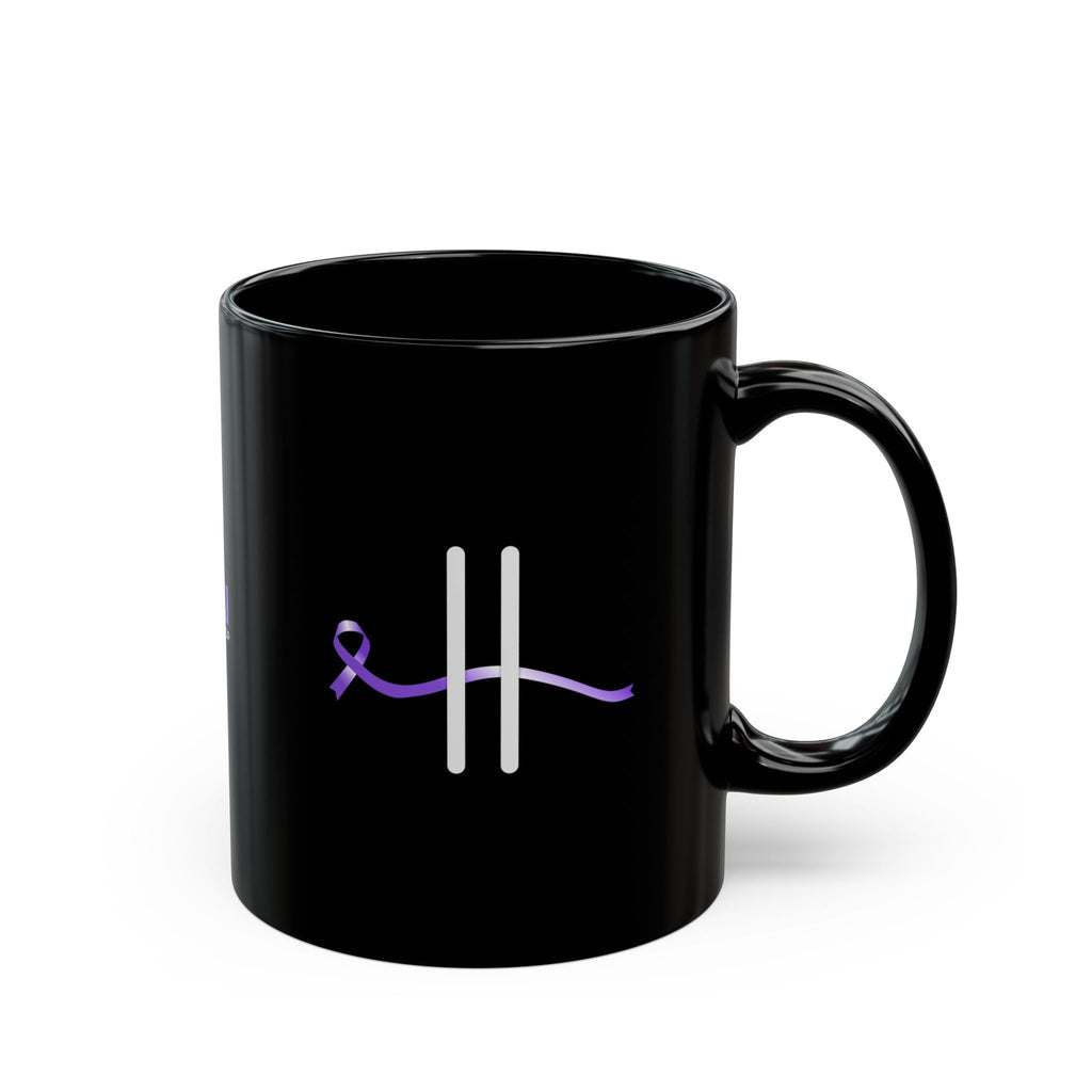 Pause for Epilepsy Awareness Purple Ribbon Black Ceramic Mug (11oz & 15oz) - Drinkware, Coffee Mugs - EpiAl's Shop