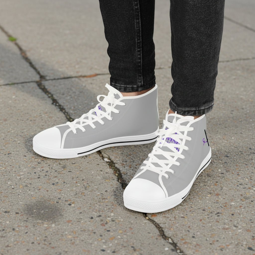 Pause & Play Men's High-Top Sneakers | Epilepsy Awareness Edition - Shoes, Sneakers - EpiAl's Shop