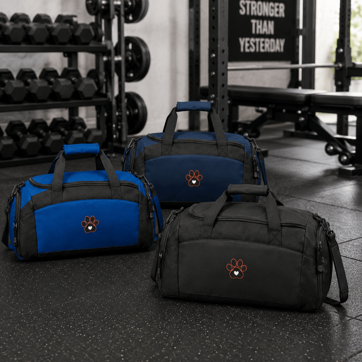 Paw Heart Embroidered Gym Bag - Bags, Duffel - EpiAl's Shop
