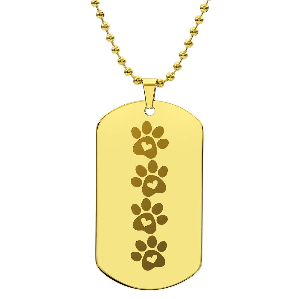 Paw Prints Engraved Dog Tag Necklace - Jewelry - Epileptic Al’s Shop