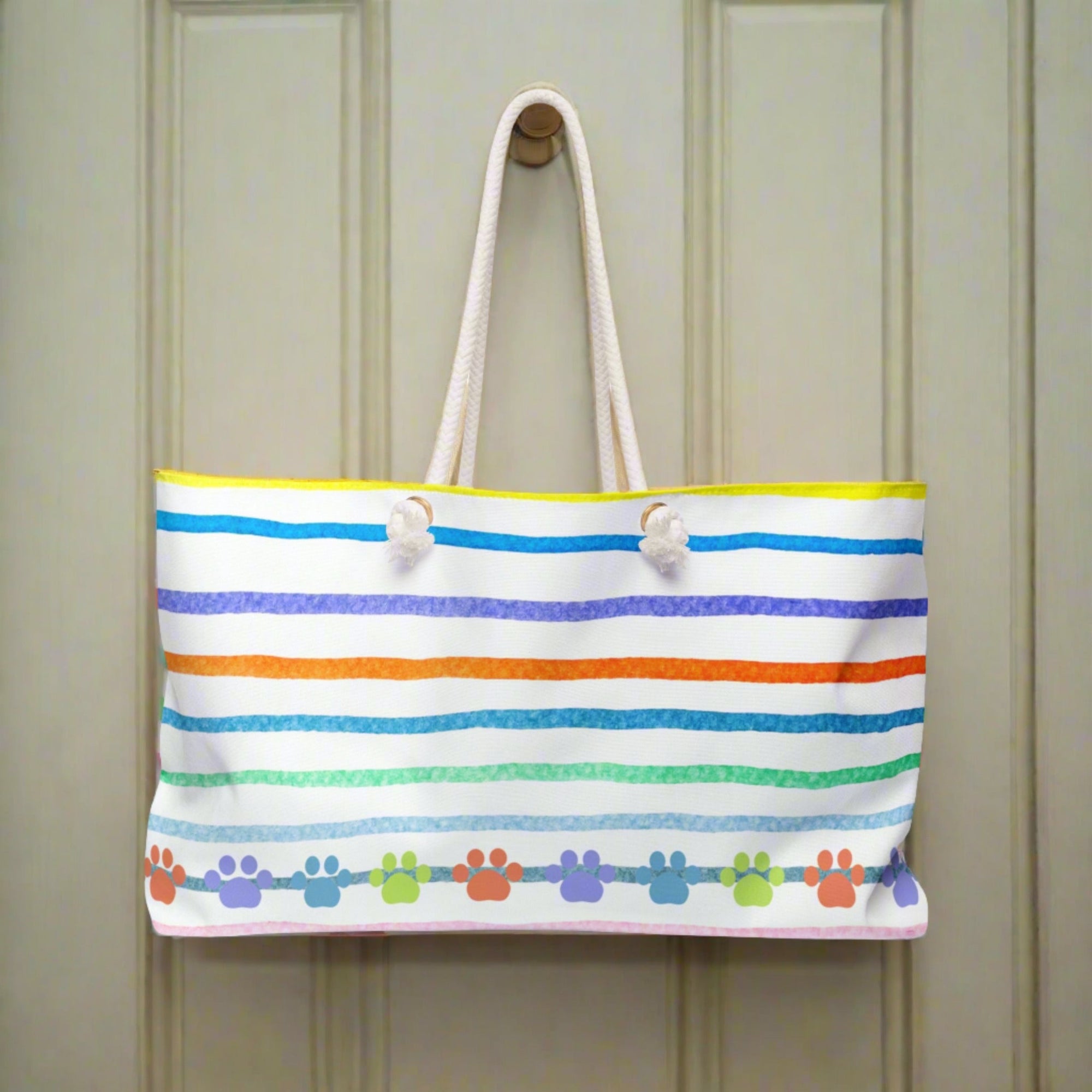 Paw Prints on Stripes Weekender Bag - Bags - Epileptic Al’s Shop