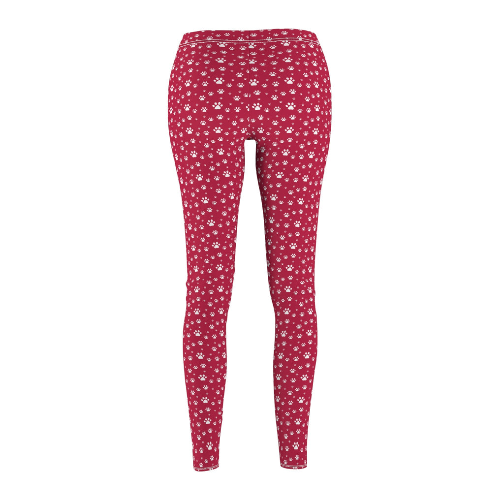 Paws on Red Women's Cut & Sew Casual Leggings - All Over Prints - Epileptic Al’s Shop