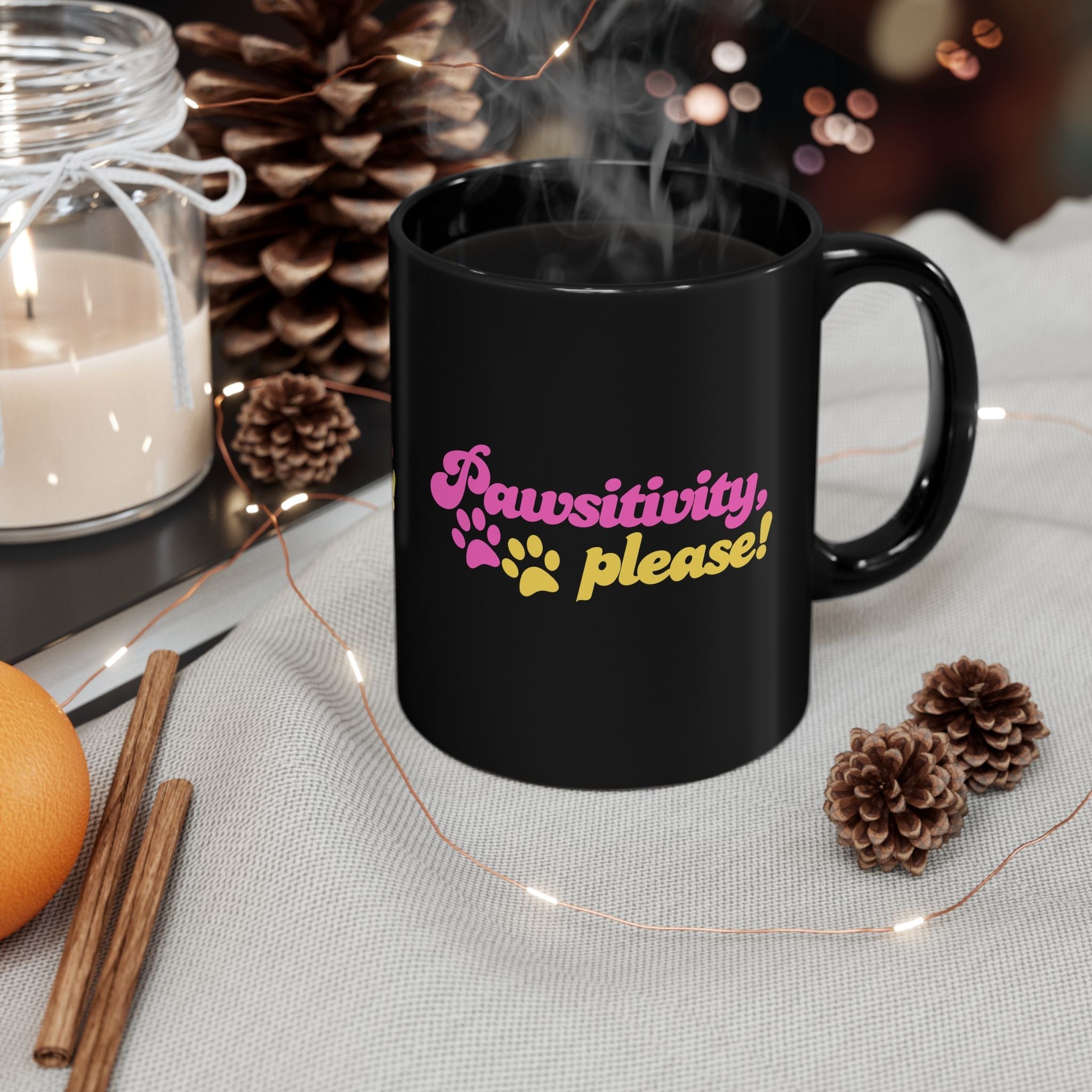 Pawsitivity Mug | Black Coffee Cup - Drinkware, Coffee Mugs - EpiAl's Shop