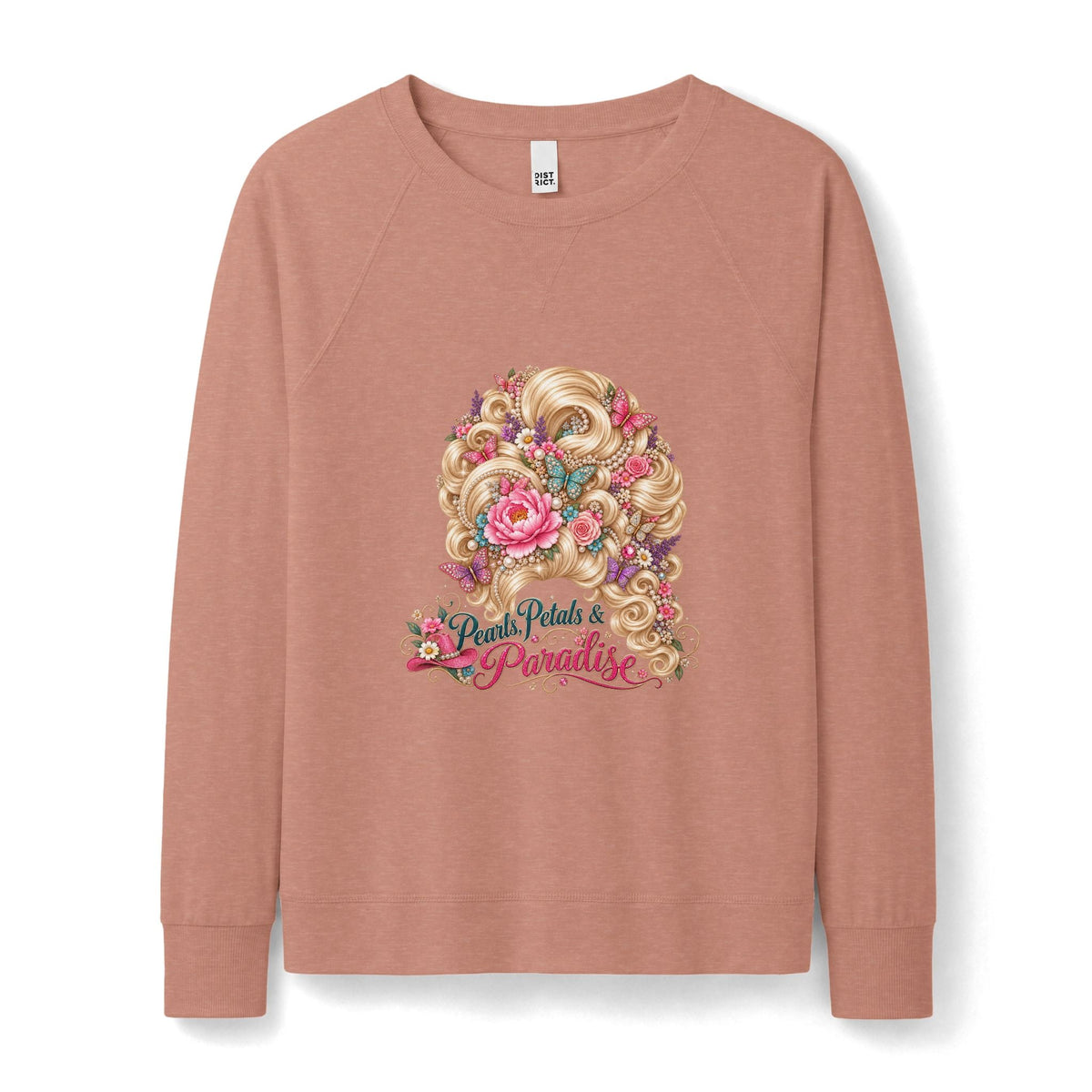 Pearls, Petals & Paradise Lightweight Crewneck Sweatshirt | Country Glam Floral Bouffant Pullover - Clothing, Unisex, Sweatshirts - EpiAl's Shop