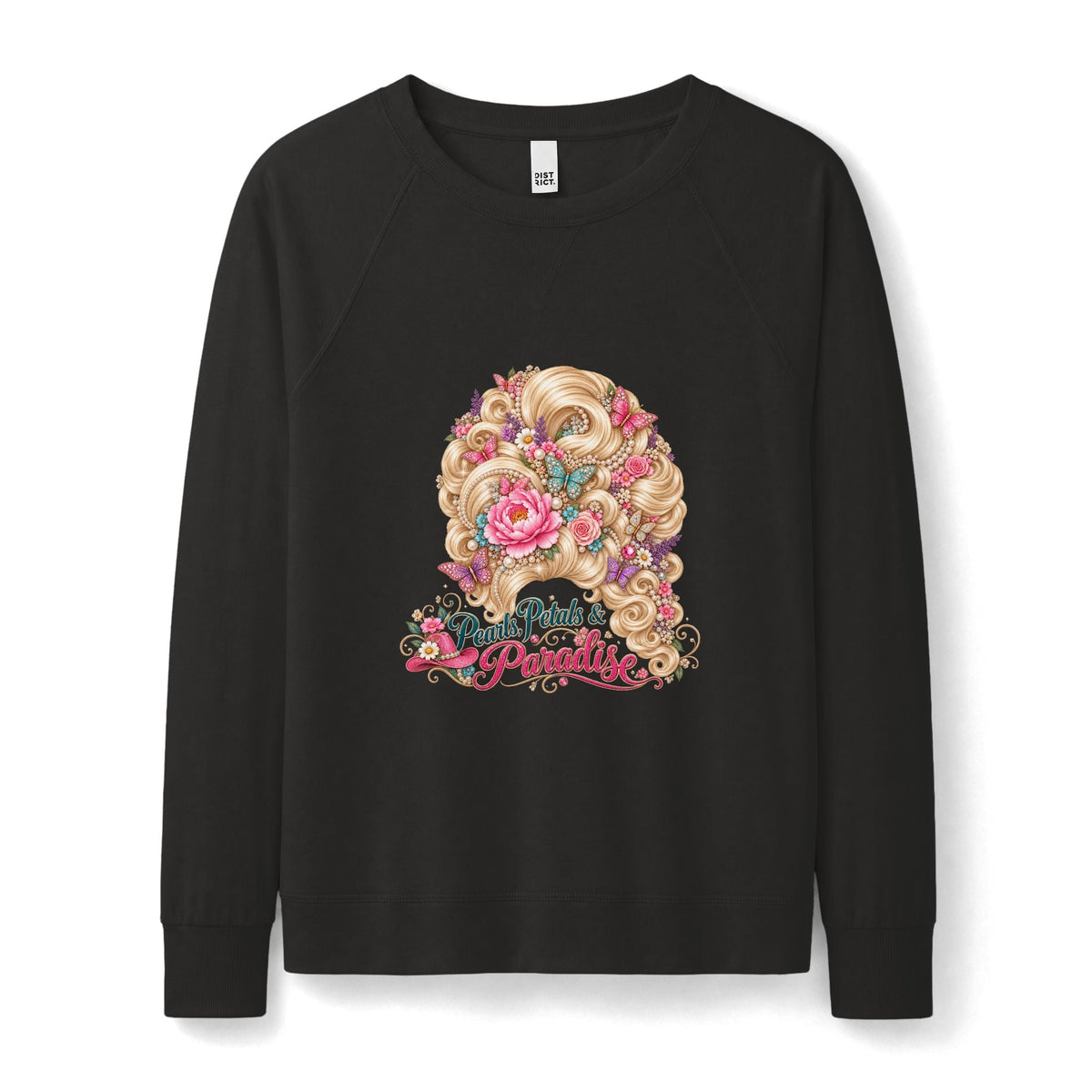 Pearls, Petals & Paradise Lightweight Crewneck Sweatshirt | Country Glam Floral Bouffant Pullover - Clothing, Unisex, Sweatshirts - EpiAl's Shop