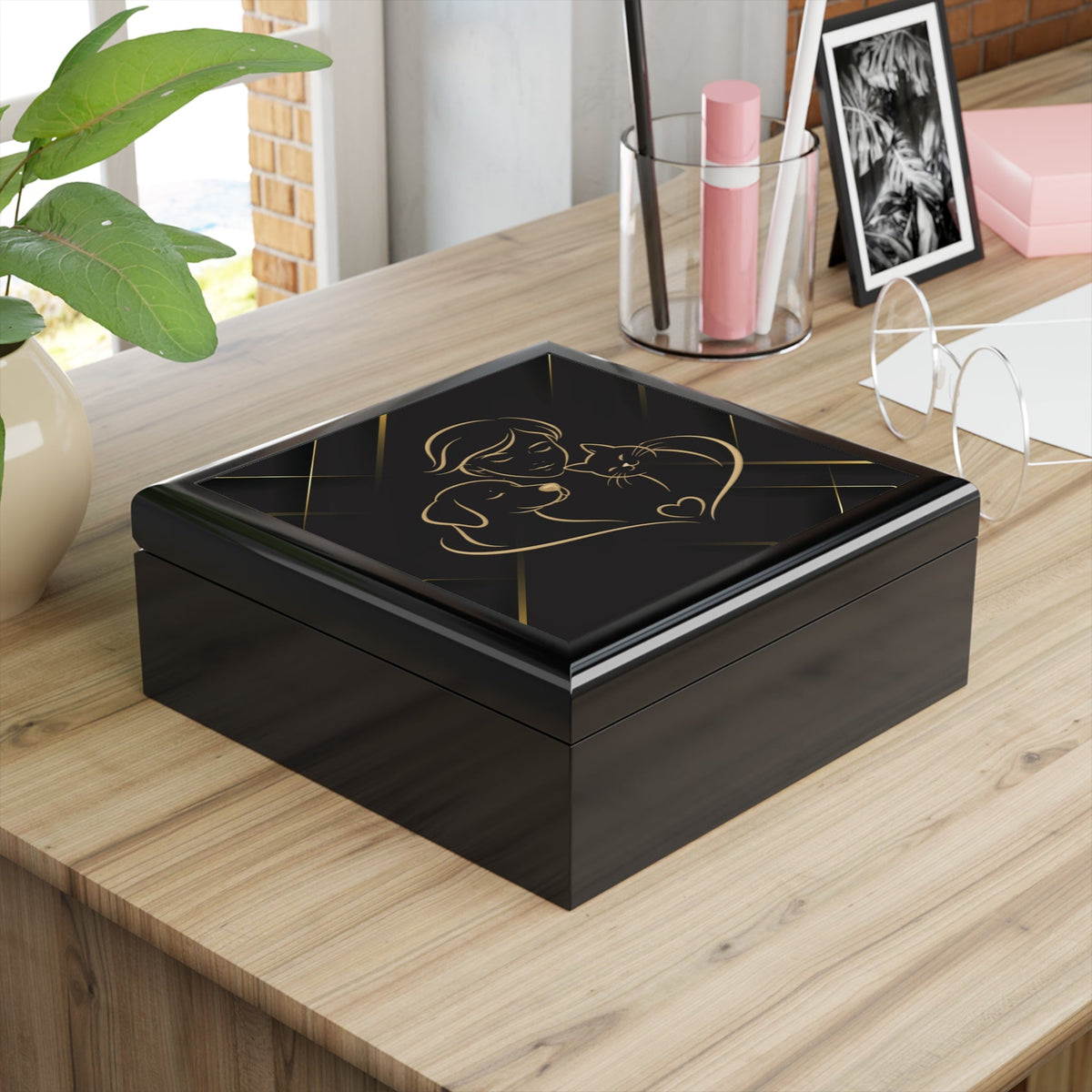 Pet Love Jewelry Box – Person, Dog & Cat Valentine Design - Decor, Jewelry Boxes - EpiAl's Shop