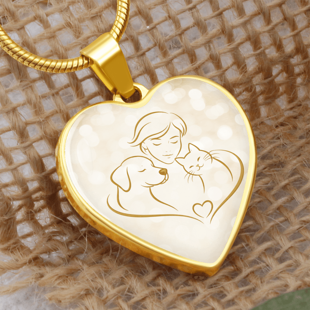 Pet Love Valentine Heart Necklace – Dog, Cat & Human Bond - Jewelry, Necklaces - EpiAl's Shop