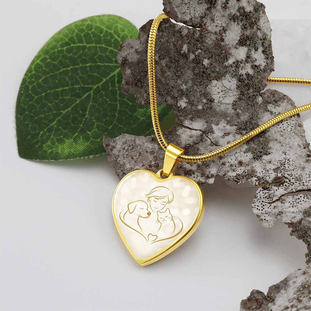 Pet Love Valentine Heart Necklace – Dog, Cat & Human Bond - Jewelry, Necklaces - EpiAl's Shop