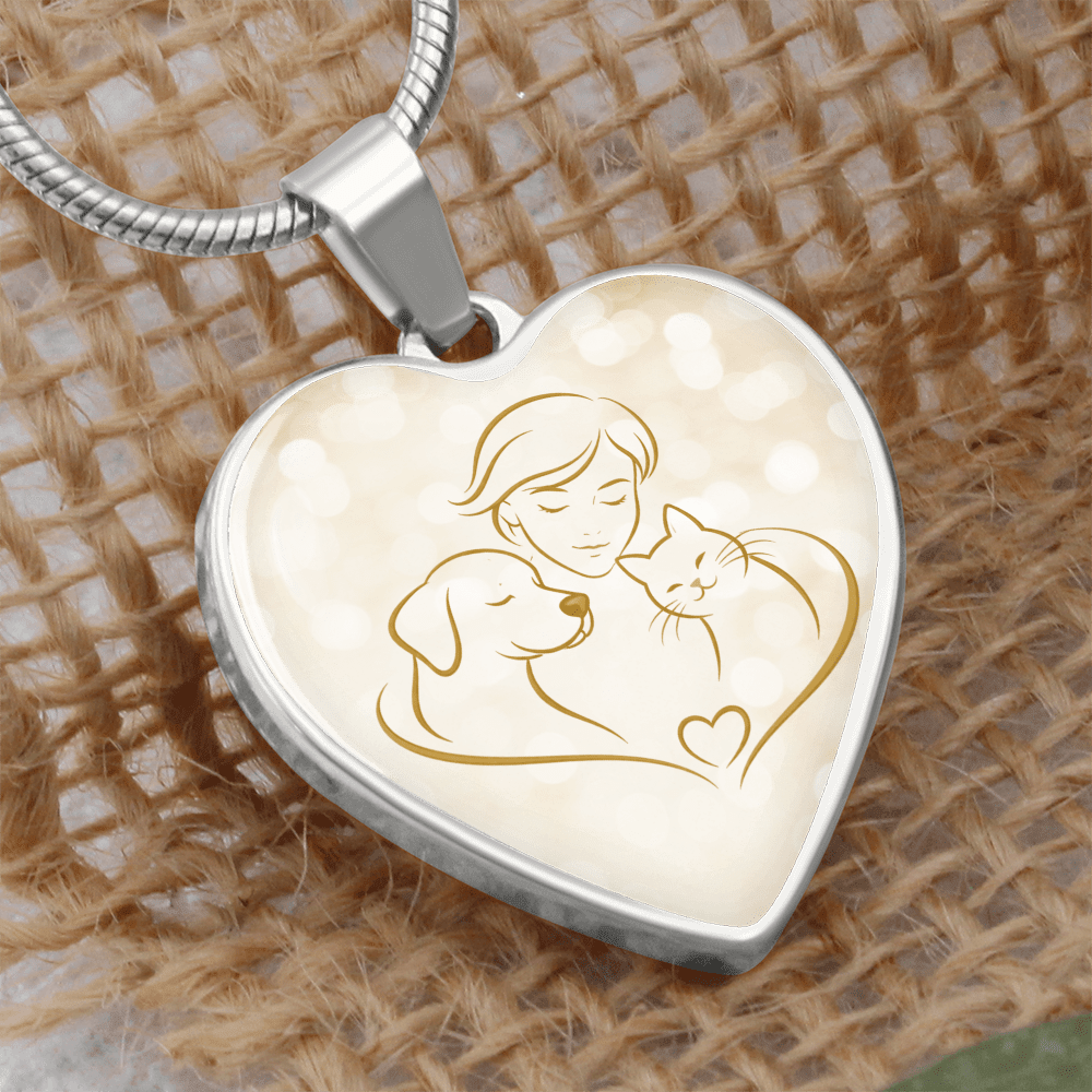 Pet Love Valentine Heart Necklace – Dog, Cat & Human Bond - Jewelry, Necklaces - EpiAl's Shop