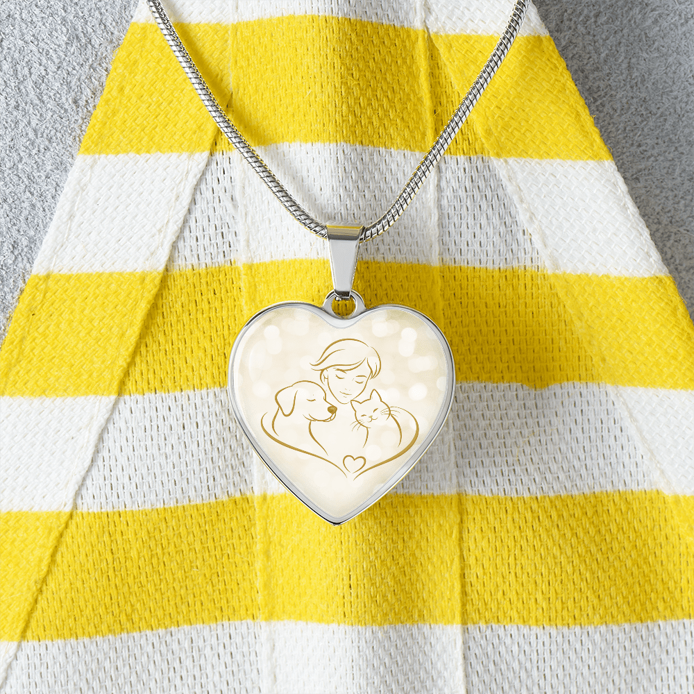 Pet Love Valentine Heart Necklace – Dog, Cat & Human Bond - Jewelry, Necklaces - EpiAl's Shop