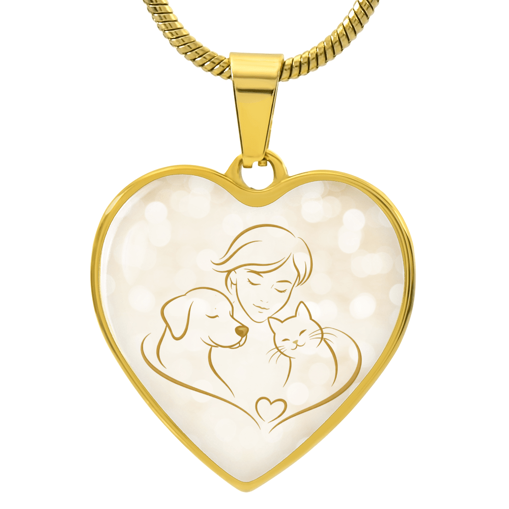 Pet Love Valentine Heart Necklace – Dog, Cat & Human Bond - Jewelry, Necklaces - EpiAl's Shop