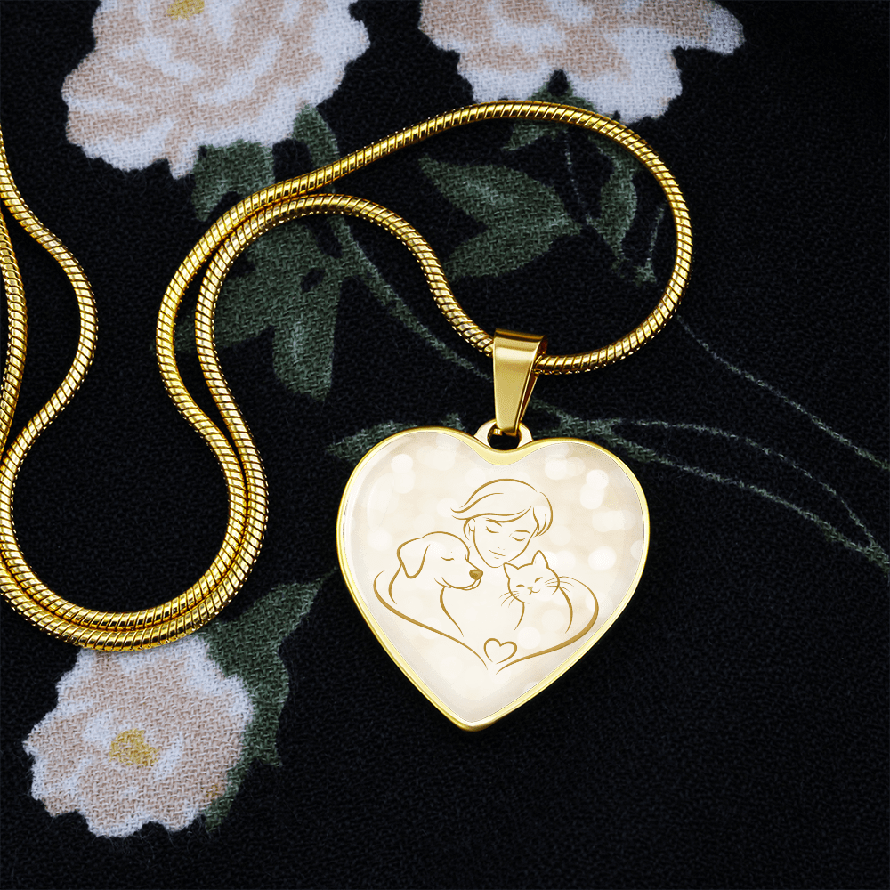 Pet Love Valentine Heart Necklace – Dog, Cat & Human Bond - Jewelry, Necklaces - EpiAl's Shop