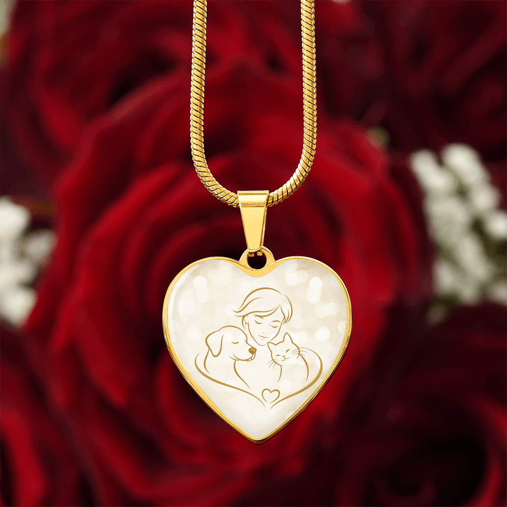 Pet Love Valentine Heart Necklace – Dog, Cat & Human Bond - Jewelry, Necklaces - EpiAl's Shop