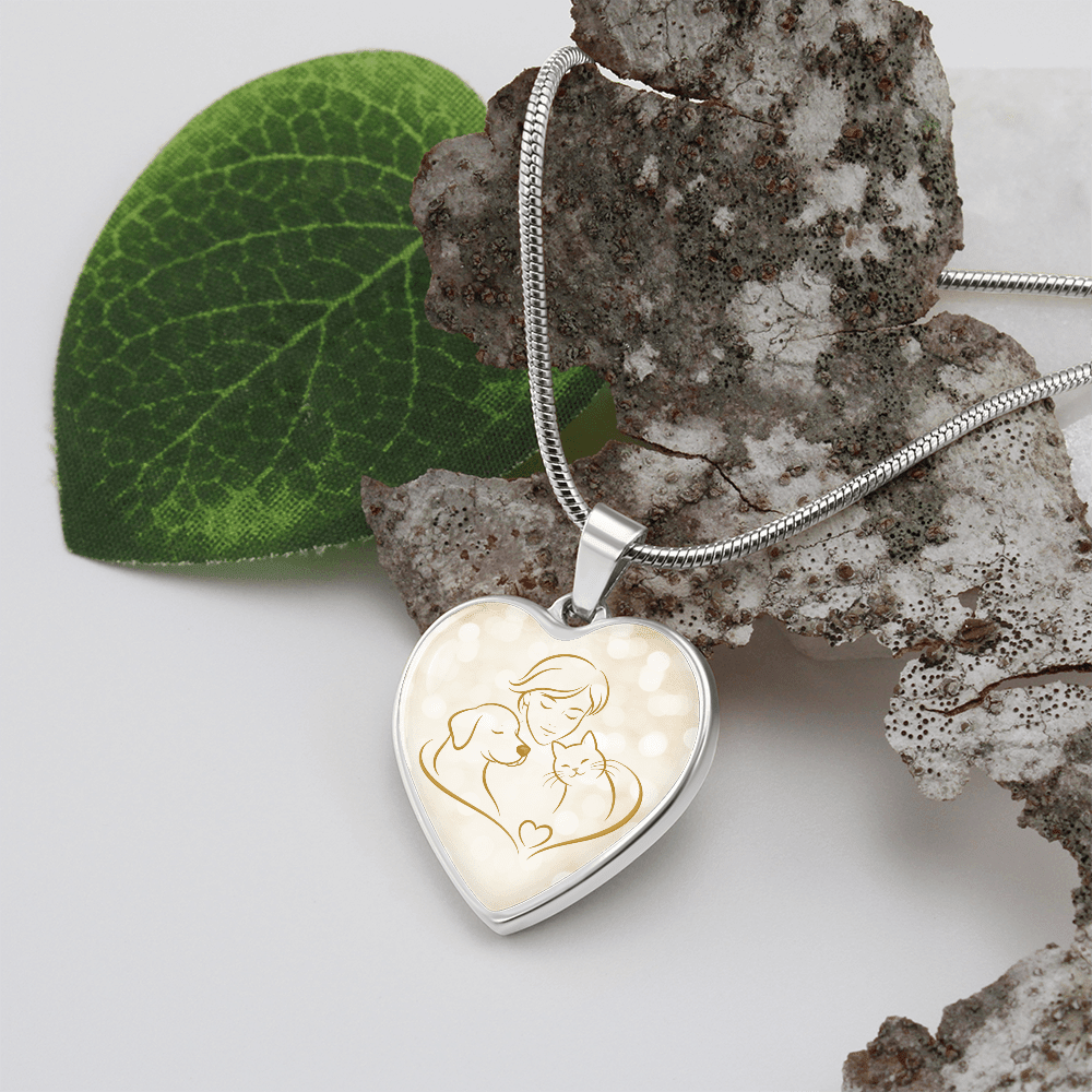 Pet Love Valentine Heart Necklace – Dog, Cat & Human Bond - Jewelry, Necklaces - EpiAl's Shop