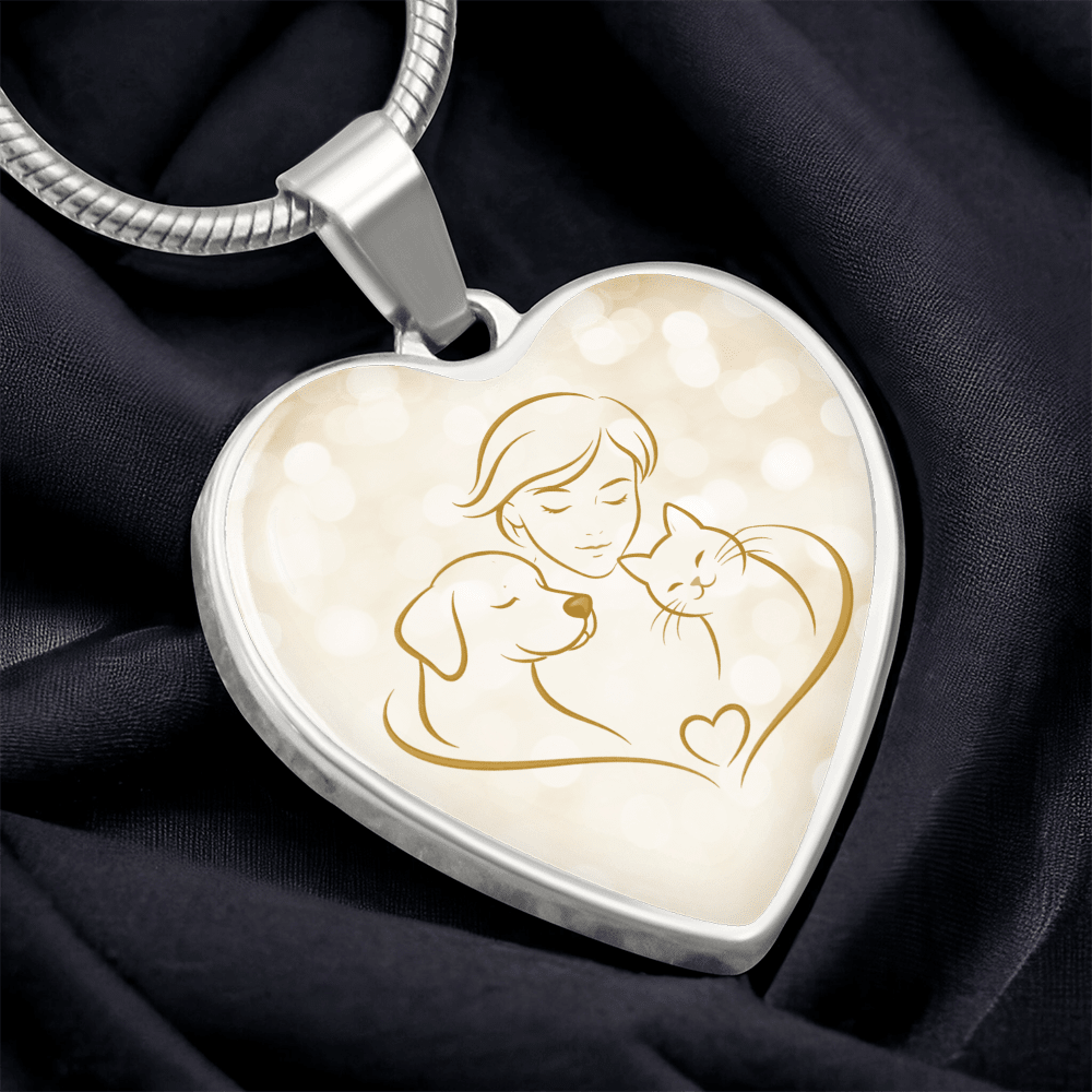 Pet Love Valentine Heart Necklace – Dog, Cat & Human Bond - Jewelry, Necklaces - EpiAl's Shop