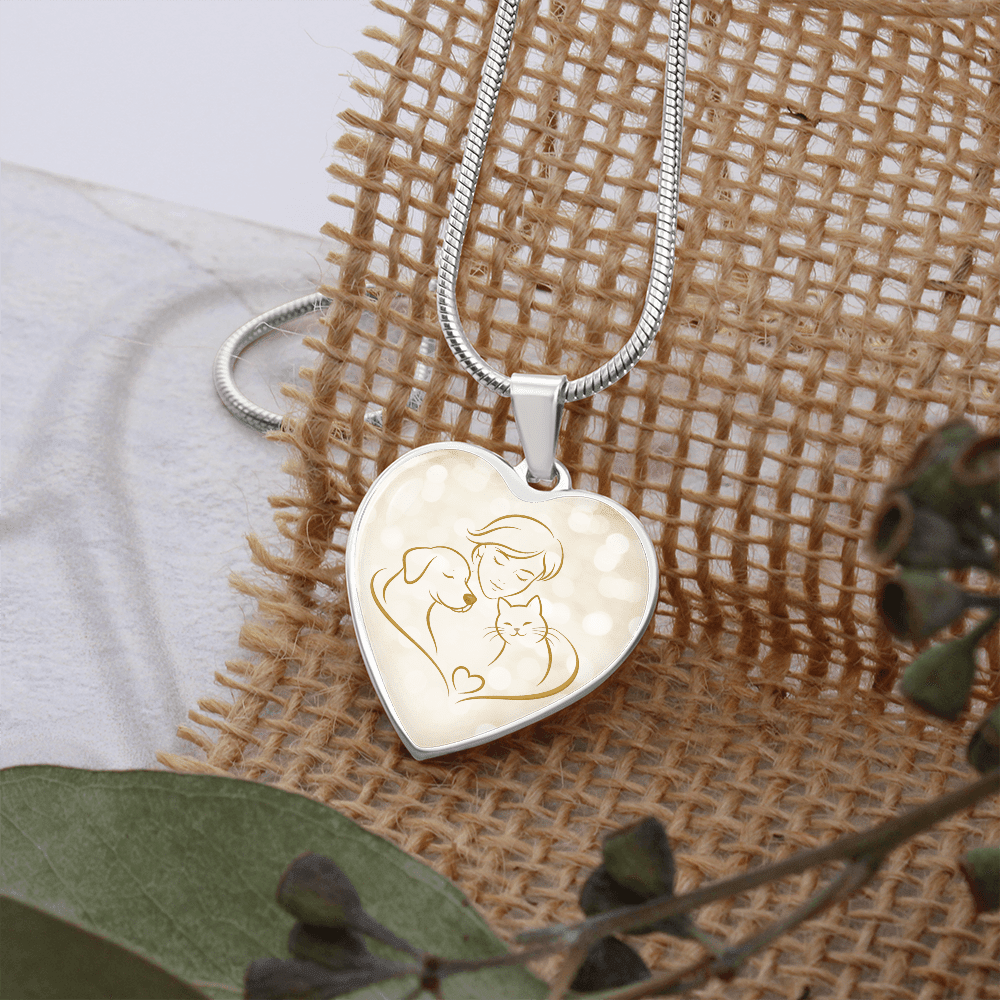 Pet Love Valentine Heart Necklace – Dog, Cat & Human Bond - Jewelry, Necklaces - EpiAl's Shop