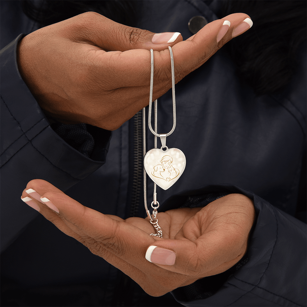 Pet Love Valentine Heart Necklace – Dog, Cat & Human Bond - Jewelry, Necklaces - EpiAl's Shop