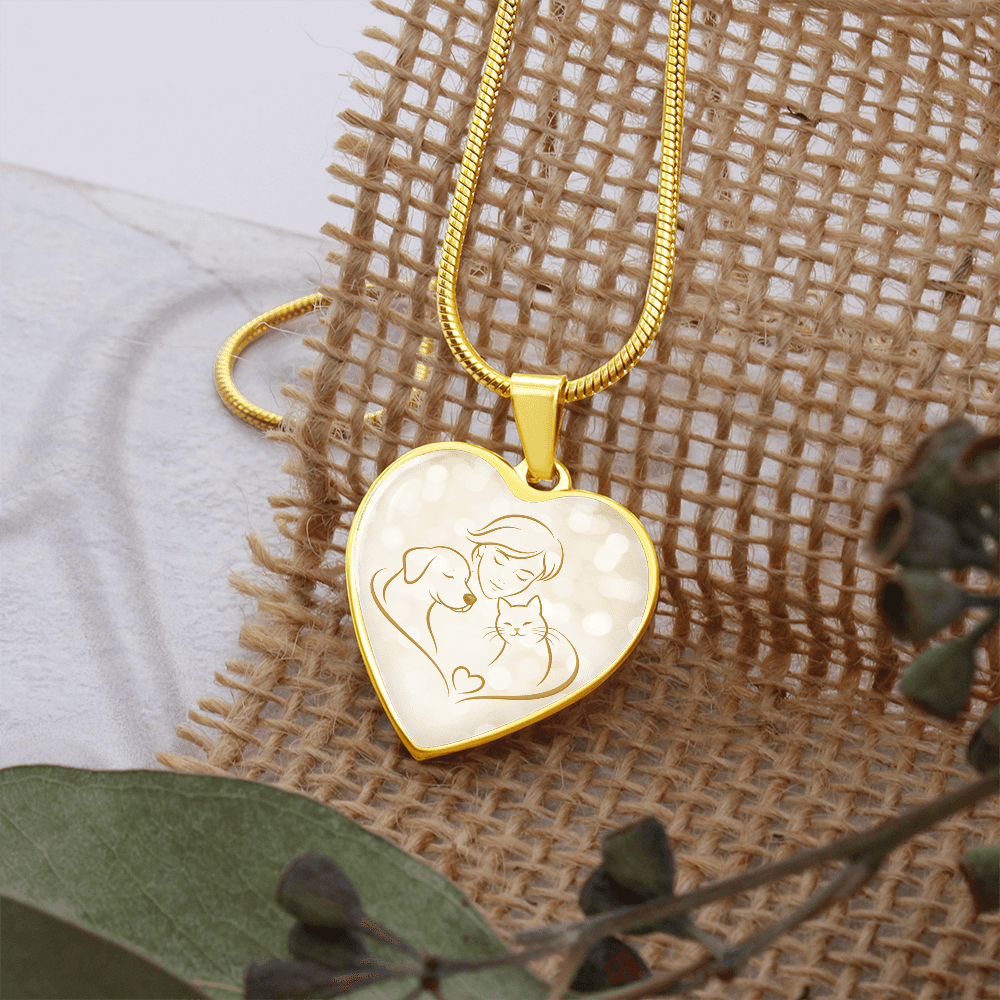 Pet Love Valentine Heart Necklace – Dog, Cat & Human Bond - Jewelry, Necklaces - EpiAl's Shop