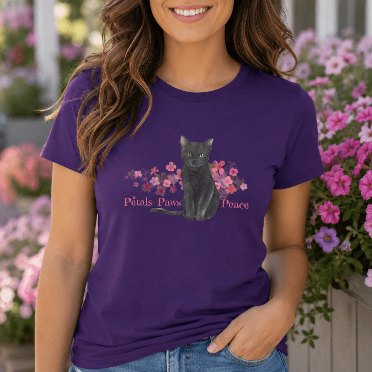 Petals, Paws & Peace Cat Lover T-Shirt - Clothing, Unisex, T-Shirts - EpiAl's Shop